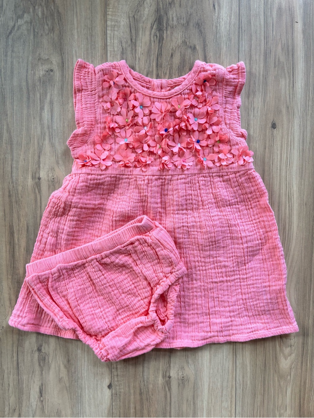 Hatley Pink Floral Appliqué Baby Dress with Bloomers